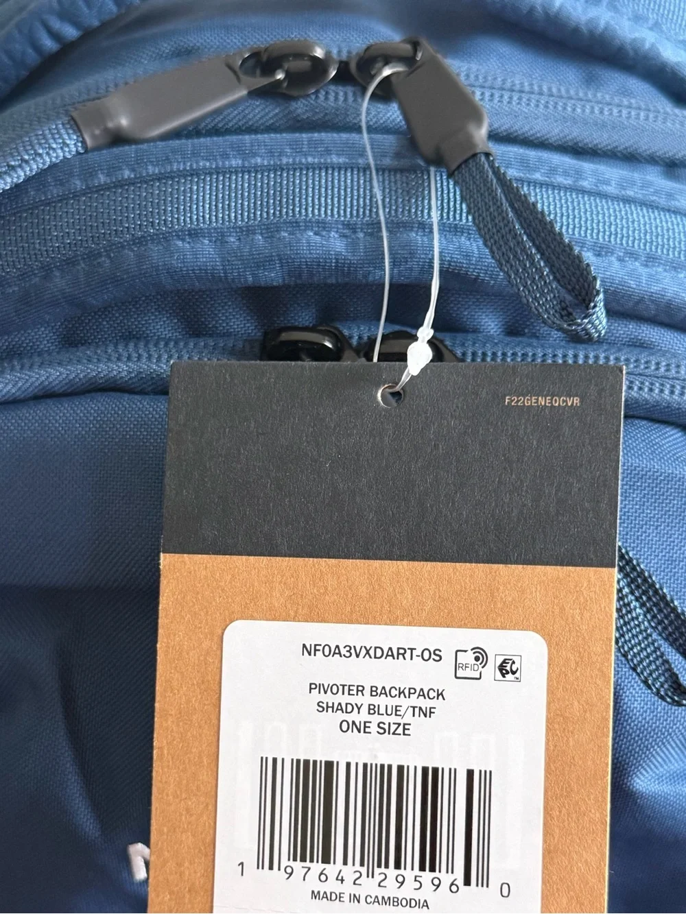 The North Face Pivoter Backpack, Color Shady Blue/ TNF, NWT